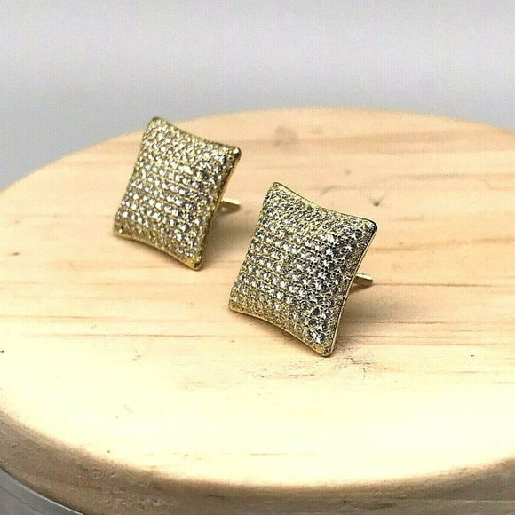 925 Sterling Silver Screw Back Earrings with Cubic Zirconia 3gr - Picture 2 of 4